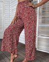 Ditsy Floral Slit Paperbag Waist Wide Leg Pants