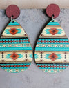 Geometric Wood Teardrop Earrings