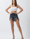 RISEN Raw Hem Asymmetrical Waist Denim Shorts