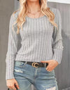 Ribbed Round Neck Long Sleeve Knit Top