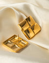 Stainless Steel 18K Gold-Plated Square Stud Earrings