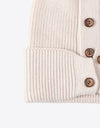 Button Detail Rib-Knit Cuff Beanie