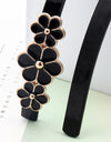 Flower Decor Skinny PU Belt