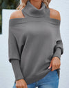 Off Shoulder Turtleneck Batwing Sleeve Sweater