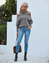 Off Shoulder Turtleneck Batwing Sleeve Sweater