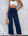 High-Rise Pleated Waist Wide Leg Pants