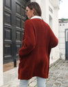 Open Front Rib-Knit Cardigan with Pockets