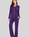 Collared Neck Long Sleeve Loungewear Set with Pockets