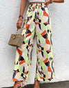 Printed Smocked Waist Wide Leg Pants