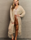 HEYSON Boho Chic Full Size Western Knit Fringe Cardigan