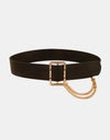 PU Leather Wide Belt with Chain