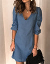 Full Size V-Neck Half Sleeve Dress