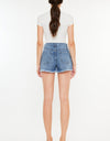 Kancan Distressed Raw Hem High Waist Denim Shorts