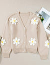 Flower Dropped Shoulder Long Sleeve Cardigan