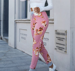 Floral Print Slim Fit Long Pants