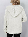 Button Up Drawstring Long Sleeve Hooded Cardigan