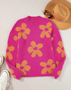 Flower Round Neck Long Sleeve Sweater