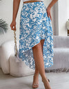 High-Low Printed High Waist Skirt