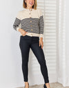 Striped Button Up Long Sleeve Cardigan