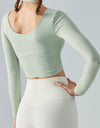 Halter Neck Long Sleeve Cropped Sports Top