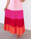 Color Block Tiered Maxi Skirt