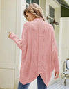 Mixed Knit Open Front Dolman Sleeve Cardigan