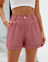 Roll Trim Half Elastic Waist Shorts