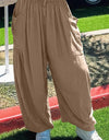 Full Size Pocketed Drawstring Wide Leg Pants