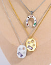 Inlaid Zircon Pendant Stainless Steel Necklace