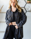 Veveret Button Up Distressed Frayed Hem Denim Jacket