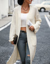 Dropped Shoulder Long Sleeve Cardigan with Pocket