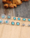 6 PCS/Set Artificial Turquoise Alloy Stud Earrings