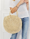 Justin Taylor Beach Date Straw Rattan Handbag in Ivory