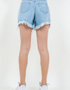 American Bazi High Waist Fringed Hem Denim Shorts