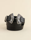 Double Buckle PU Leather Belt