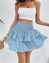 Smocked Layered Printed Mini Skirt