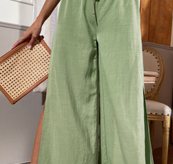 Side Slit Wide Leg Pants