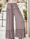 Wide Leg Ruffle Trim Pants