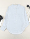 Pocketed Button Up Long Sleeve Denim Shirt