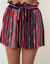 White Birch Full Size High Waisted Striped Shorts