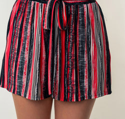 White Birch Full Size High Waisted Striped Shorts