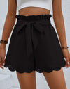 Tie Belt Paperbag Waist Shorts