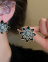 Alloy Rhinestone Flower Stud Earrings