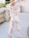 Printed Long Sleeve Top and Wide Leg Pants Lounge Set