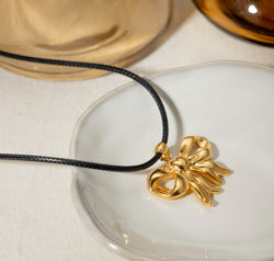 18K Gold-Plated Bow Pendant Necklace