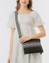 Geometric Straw Weave Crossbody Bag