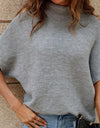 Mock Neck Short Sleeve Sweater