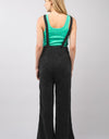 VERY J Texture Washed Wide Leg Overalls