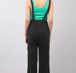 VERY J Texture Washed Wide Leg Overalls
