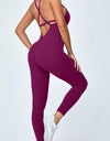 Crisscross Spaghetti Strap Active Jumpsuit